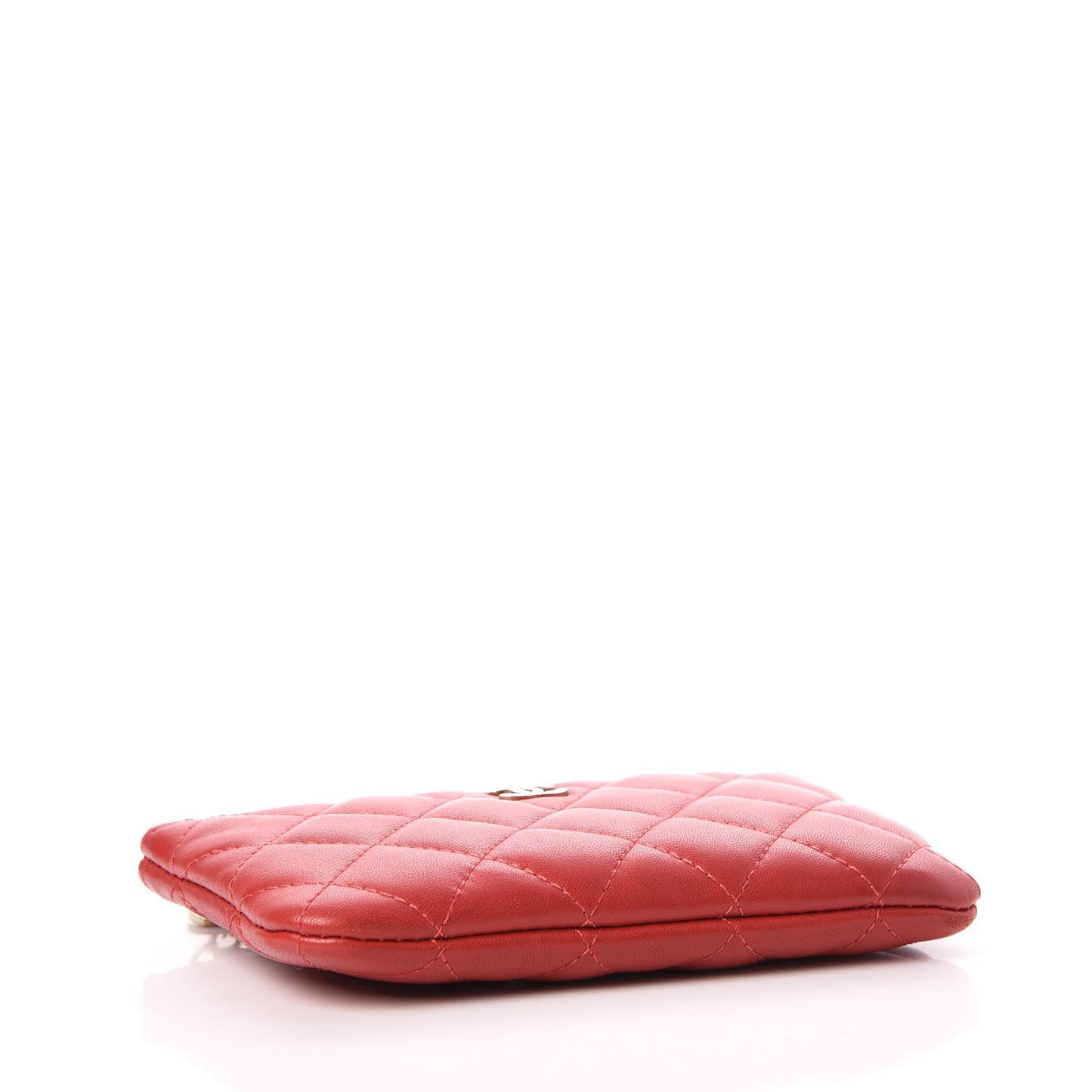 Lambskin Quilted Small Casino Cosmetic Case Red