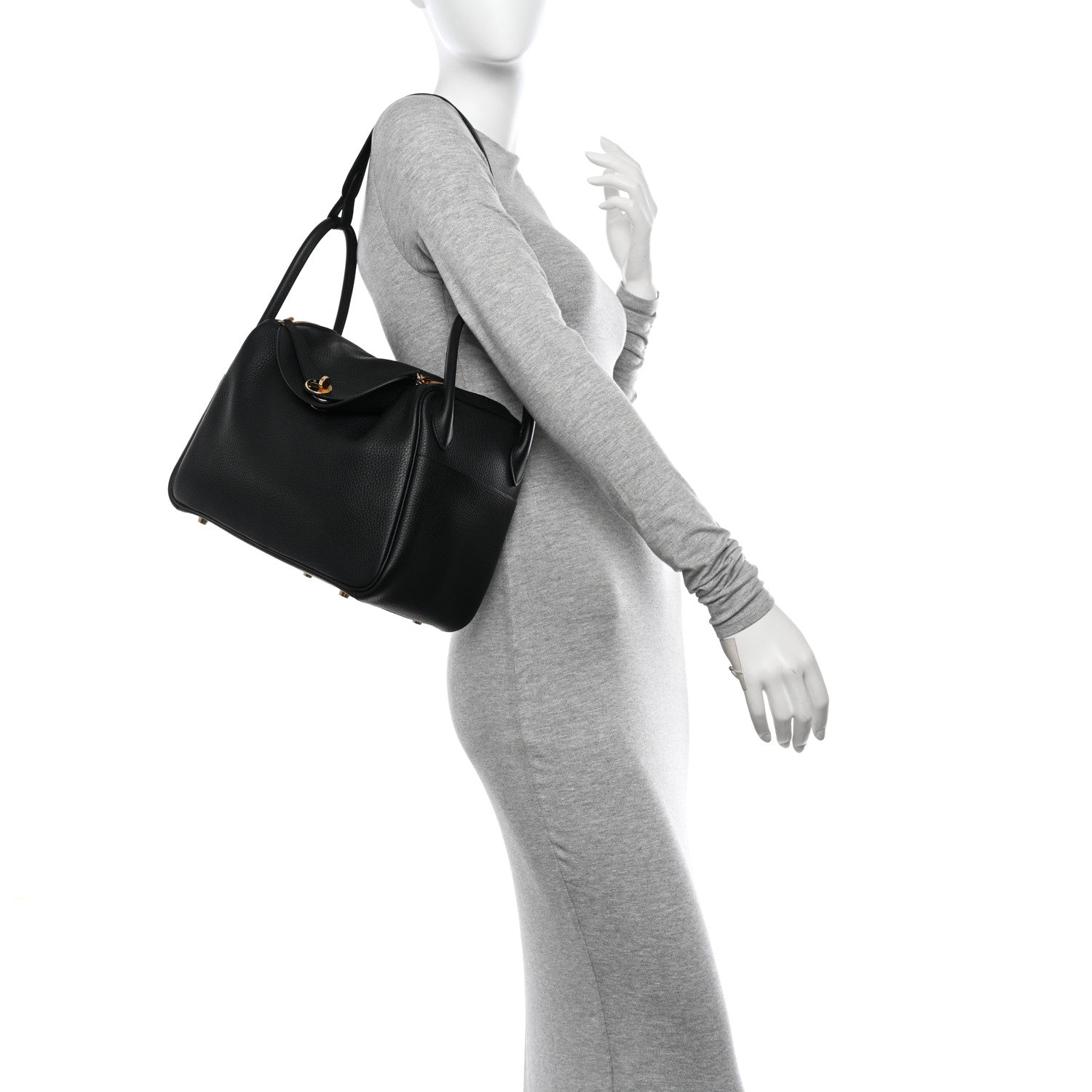 Hermes Taurillon Clemence Lindy 30 Black 2 of 11