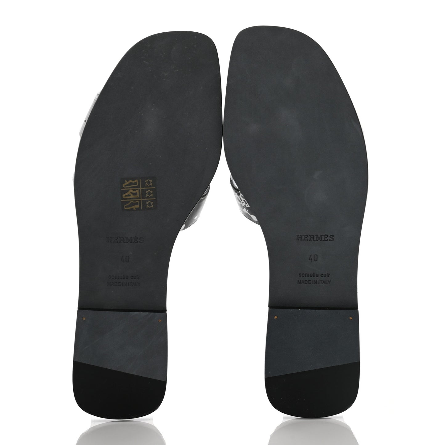 Calfskin Peinture Fraiche Oran Sandals 40 White Black
