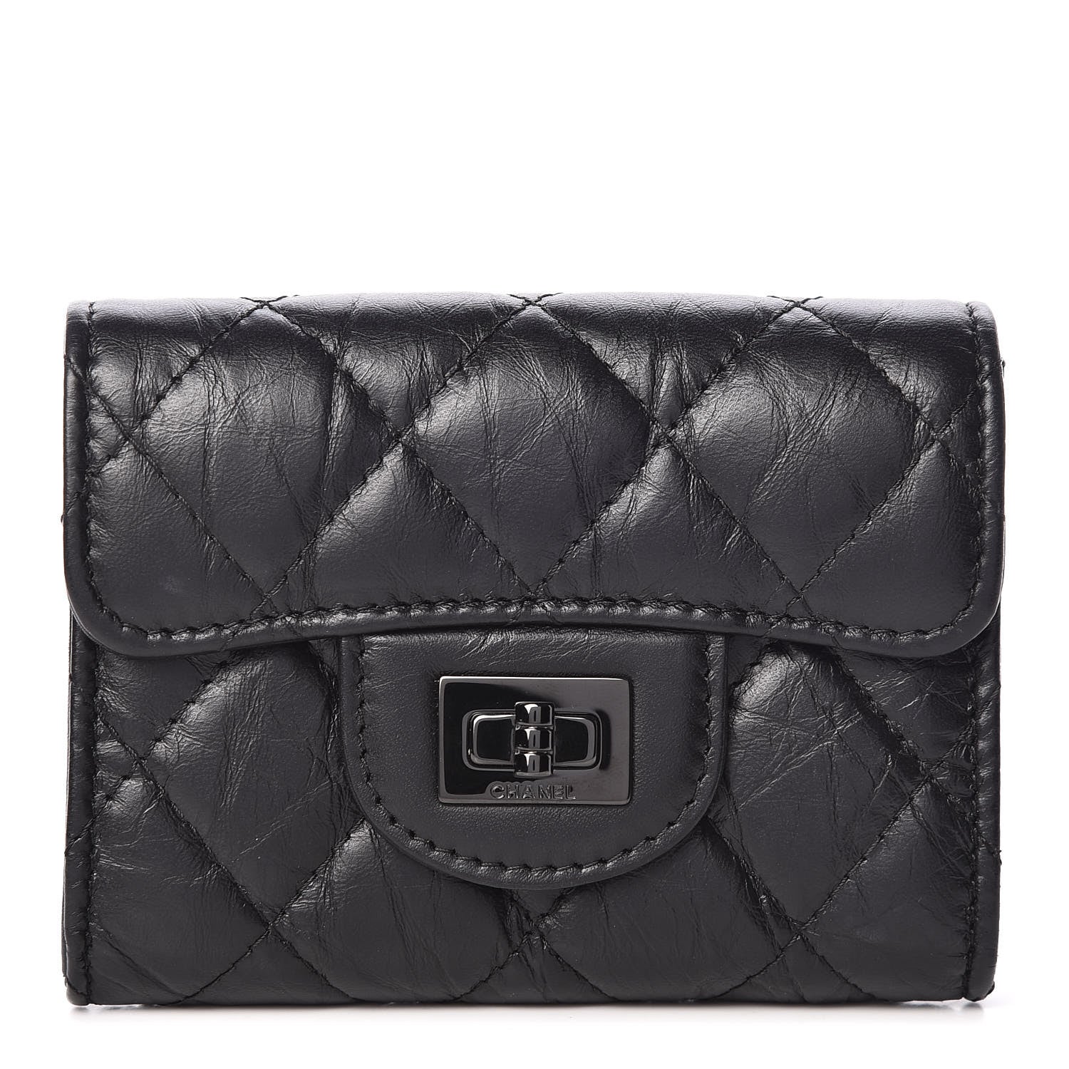 Chanel Aged Calfskin Quilted Reissue Flap Card Holder Wallet So Black 1 of 11