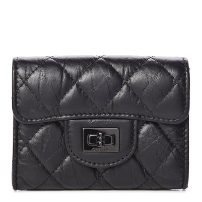 Chanel Aged Calfskin Quilted Reissue Flap Card Holder Wallet So Black 1 of 11