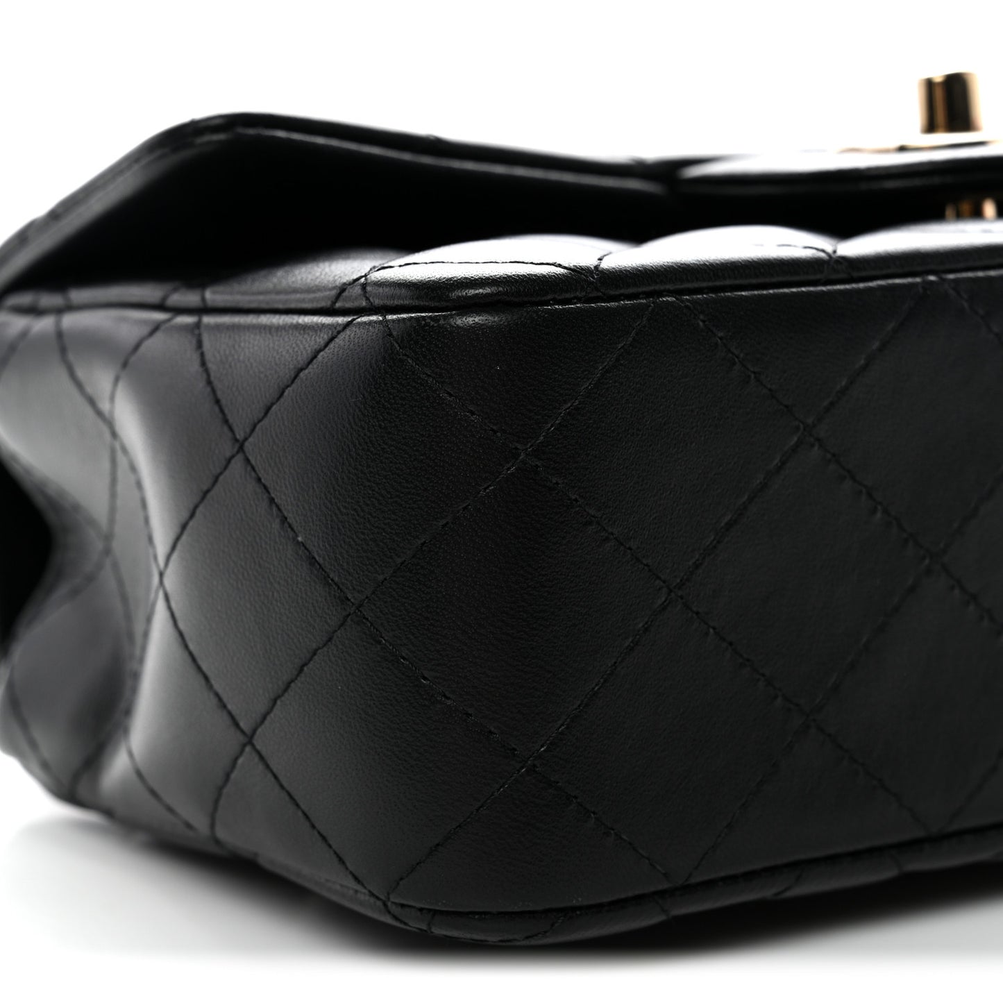 Lambskin Quilted Mini Top Handle Rectangular Flap Black
