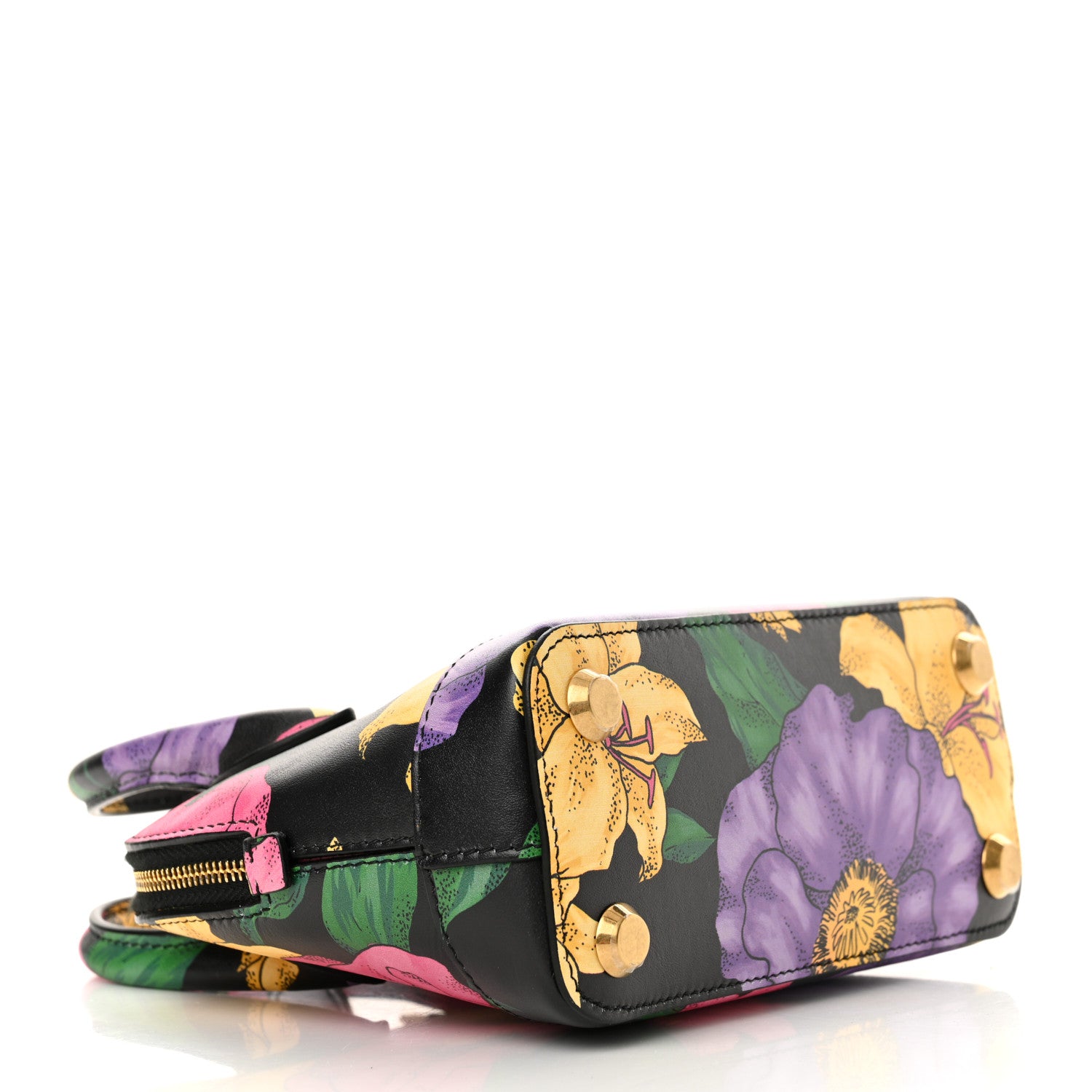 Balenciaga Smooth Calfskin Lush Floral Print XXS Ville Top Handle Bag Black Multicolor 4 of 12