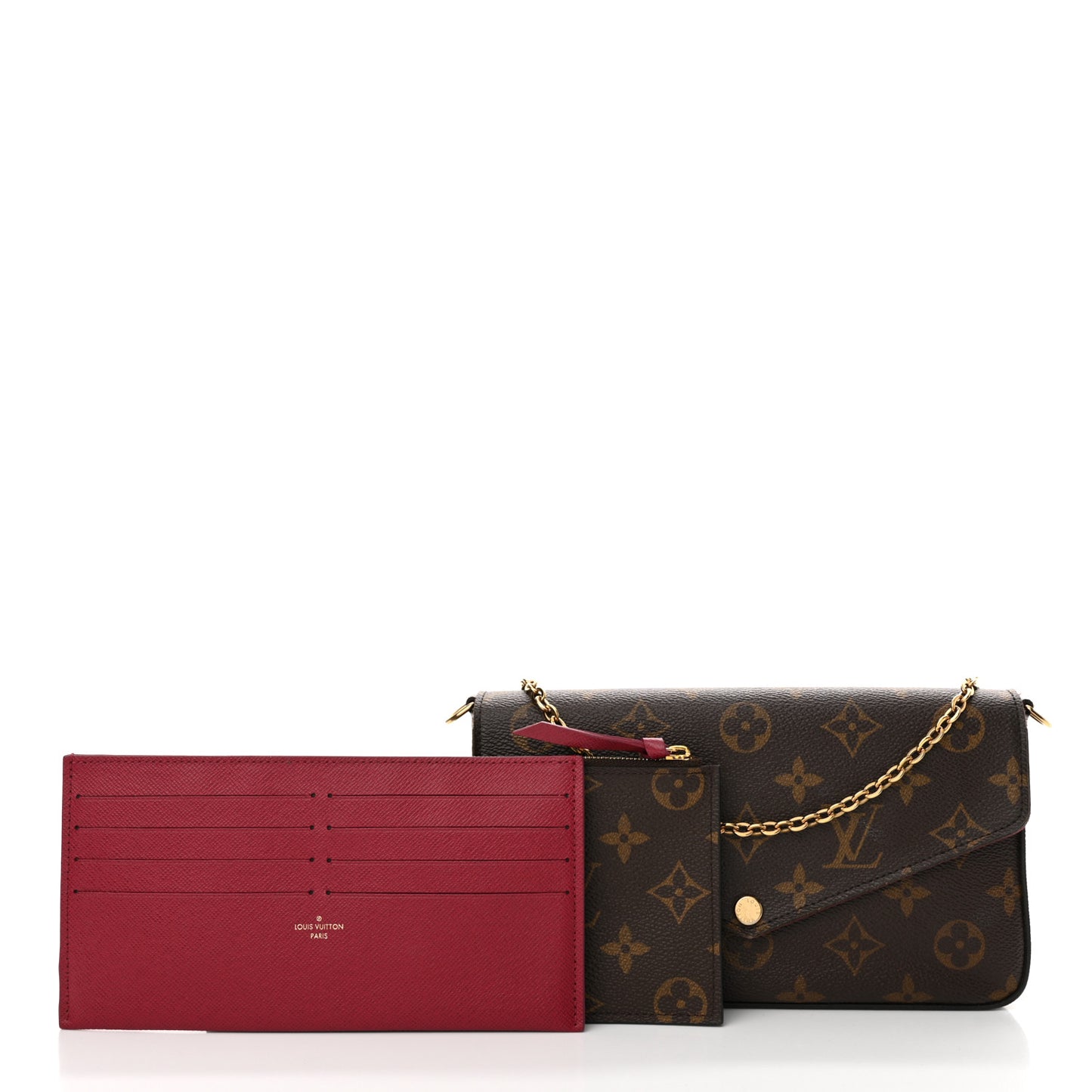 Monogram Pochette Felicie Chain Wallet Fuchsia