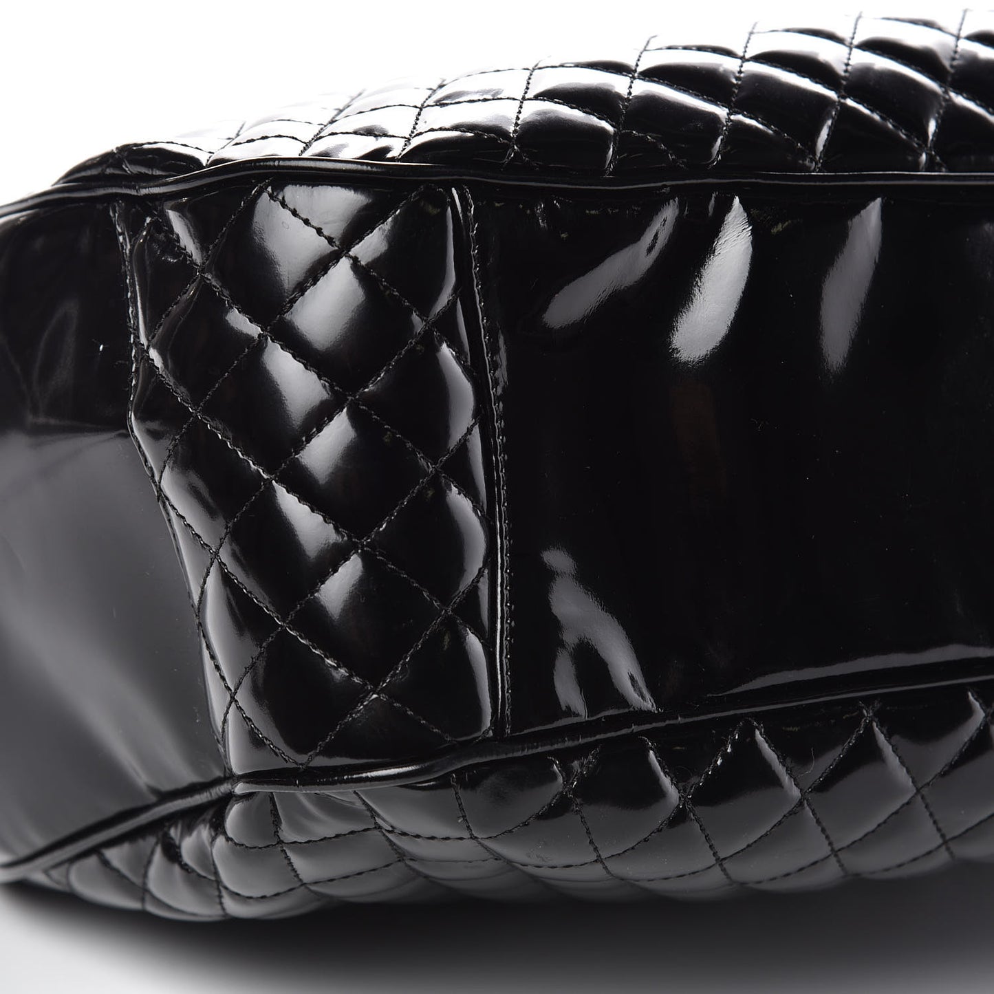 Glazed Calfskin Quilted Mademoiselle Large Frame Bag Black