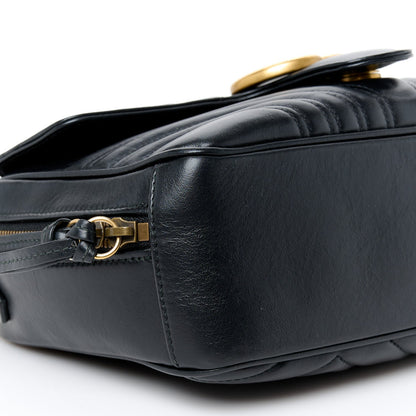 Gucci Calfskin Matelasse Sylvie Web Small GG Marmont Top Handle Shoulder Bag Black 10 of 11