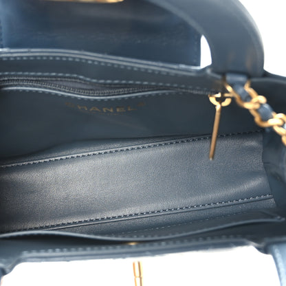 Chanel Shiny Aged Calfskin Quilted Nano Kelly Shopper Dark Blue 4 of 8