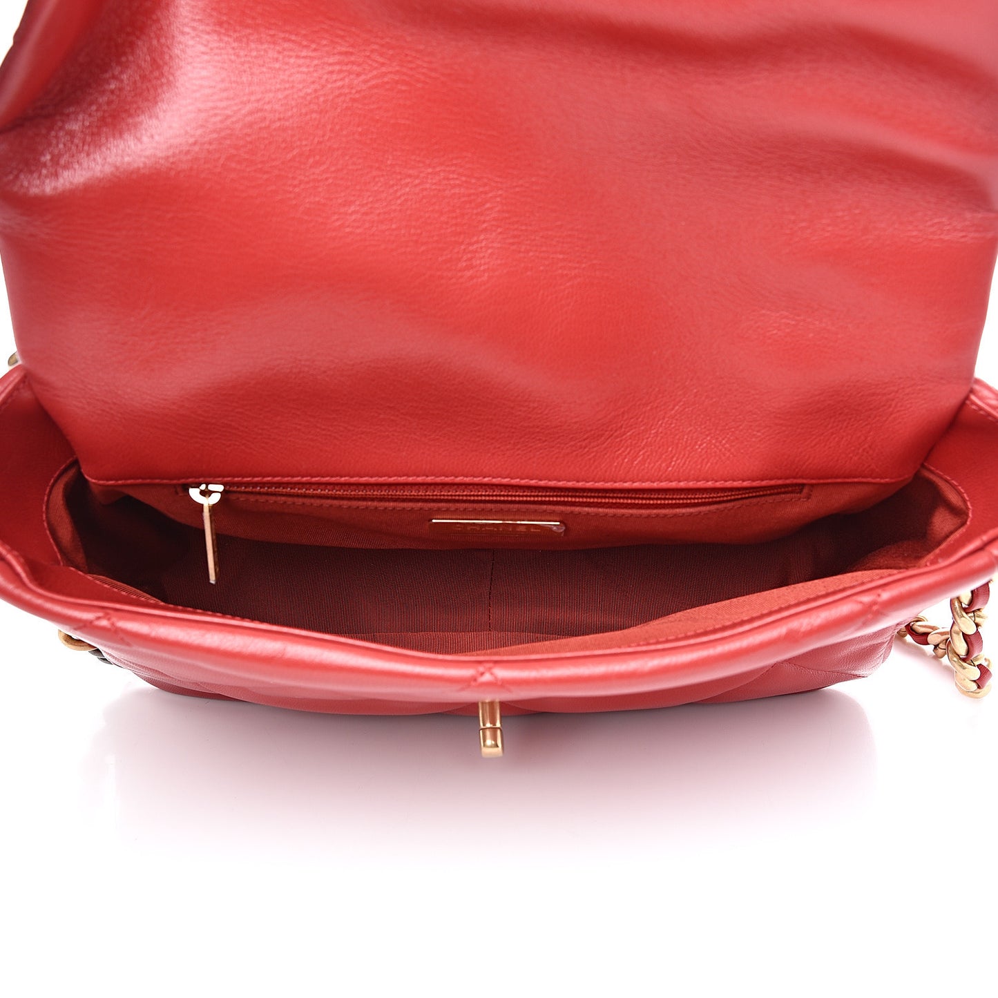 Goatskin Quilted Large 19 Flap Red