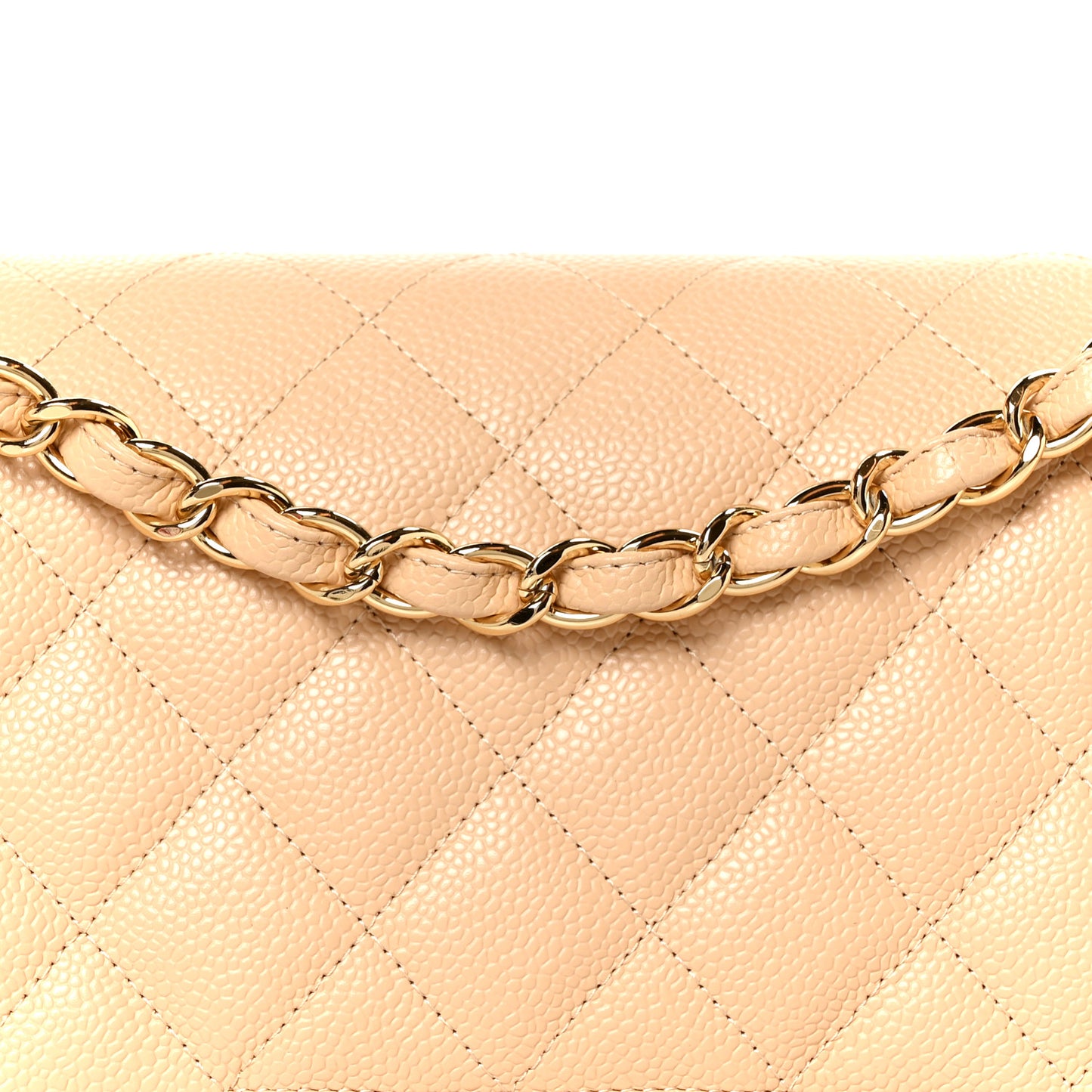 Caviar Quilted Jumbo Double Flap Beige Clair