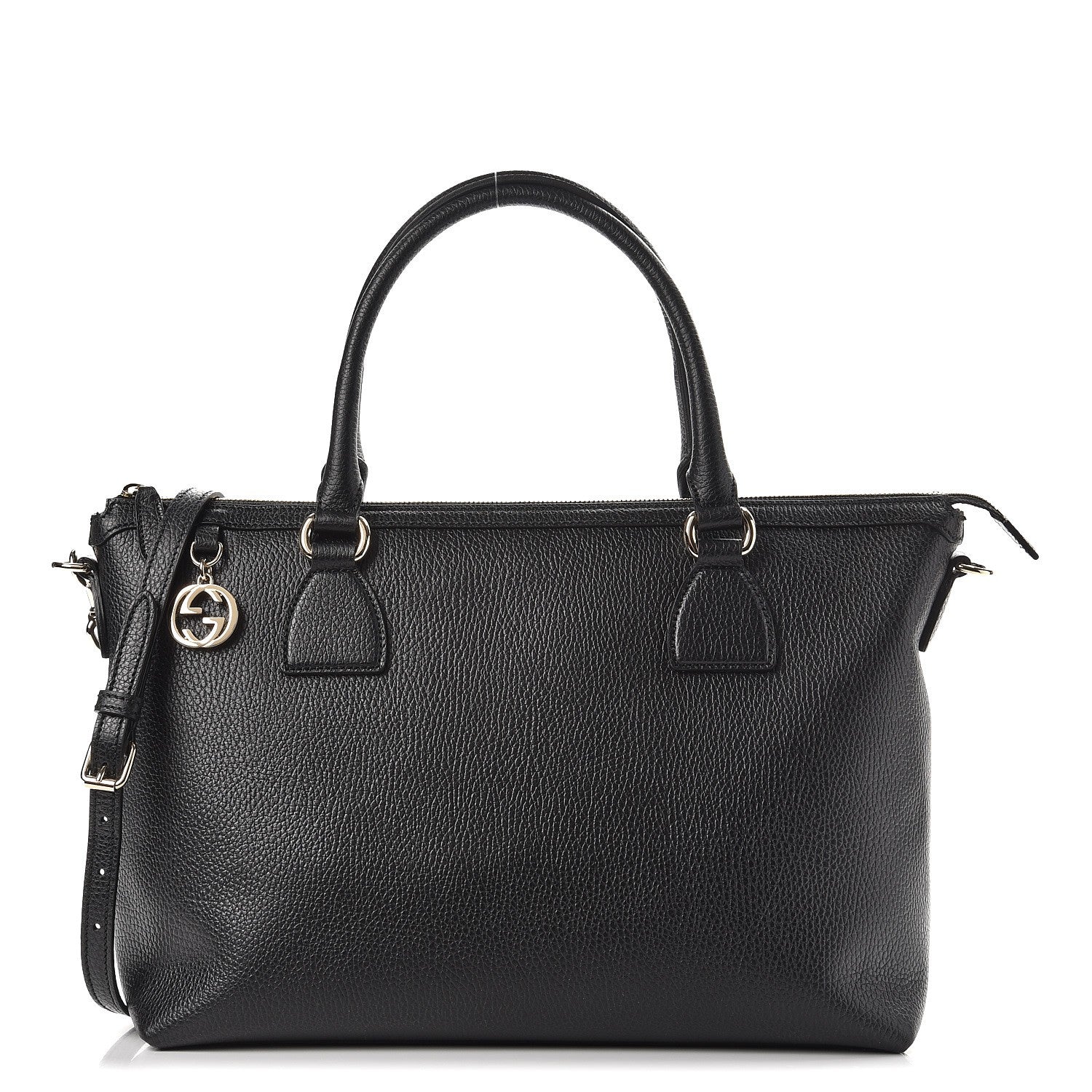 Gucci Dollar Calfskin GG Charm Satchel Black 1 of 10