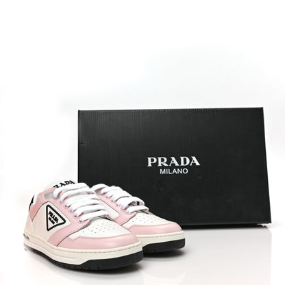 Prada Vitello Sport Spazzolato Rois Rubber Triangle Logo Perforated Womens District Low Top 30mm Sneakers 35.5 White Alabastro 8 of 8