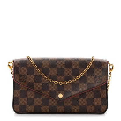 Louis Vuitton Damier Ebene Pochette Felicie Chain Wallet 1 of 14