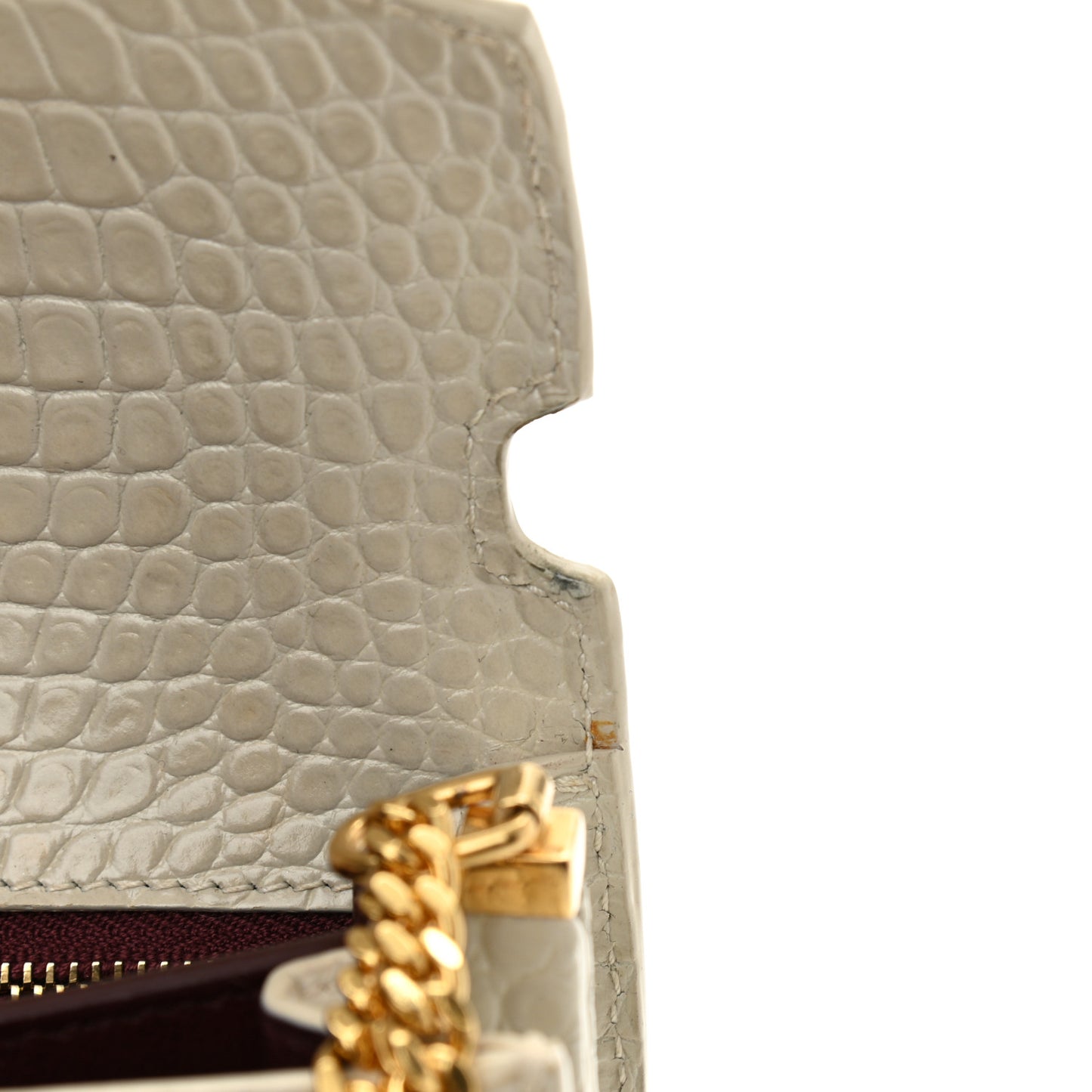 Calfskin Crocodile Embossed Monogram Cassandra Clasp Bag Crema Soft