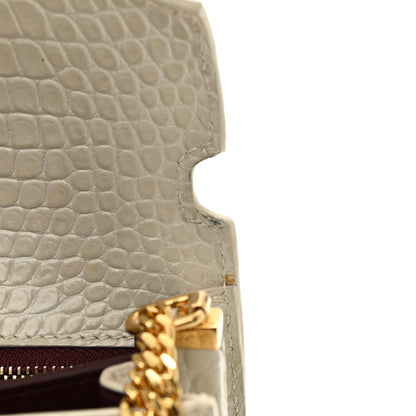 Saint Laurent Calfskin Crocodile Embossed Monogram Cassandra Clasp Bag Crema Soft 6 of 10