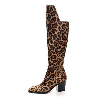 Christian Louboutin Pony Hair Morgan 70 Over The Knee Boots 38 Leopard 1 of 6