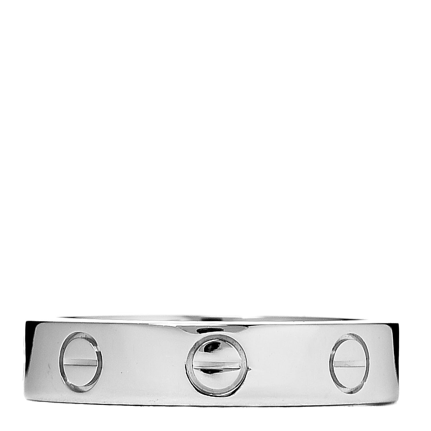 Cartier 18K White Gold Diamond 4mm LOVE Wedding Band Ring 49 4.75 3 of 5