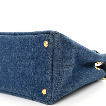 Prada Denim Small Logo Tote Bleu 10 of 10
