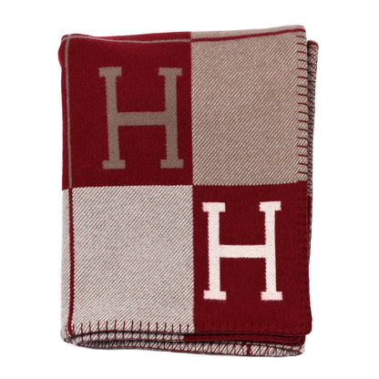 Hermes Wool Cashmere Avalon III Blanket Ecru Rouge H 1 of 3