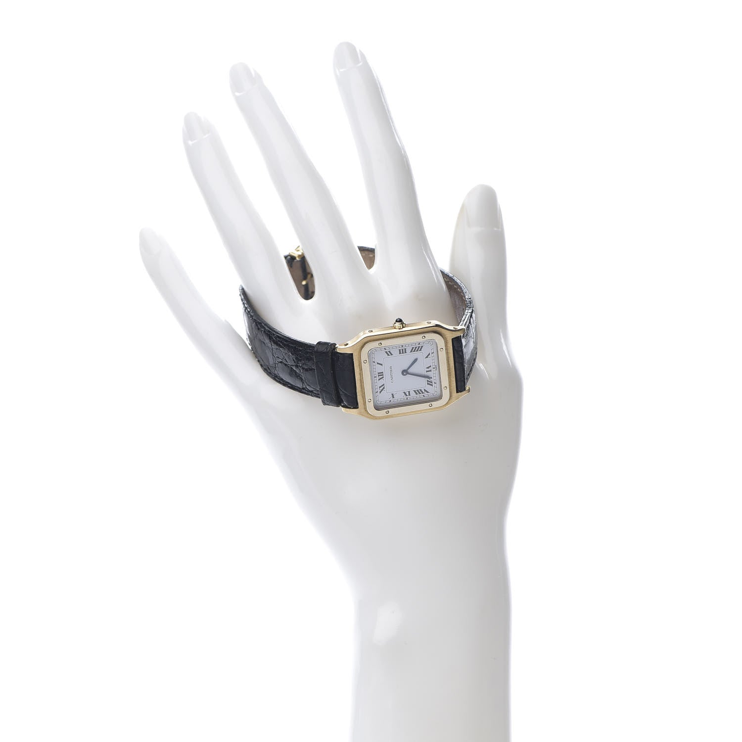 Cartier 18K Yellow Gold Alligator 27.5mm Santos Dumont Manual Winding Watch 2 of 7