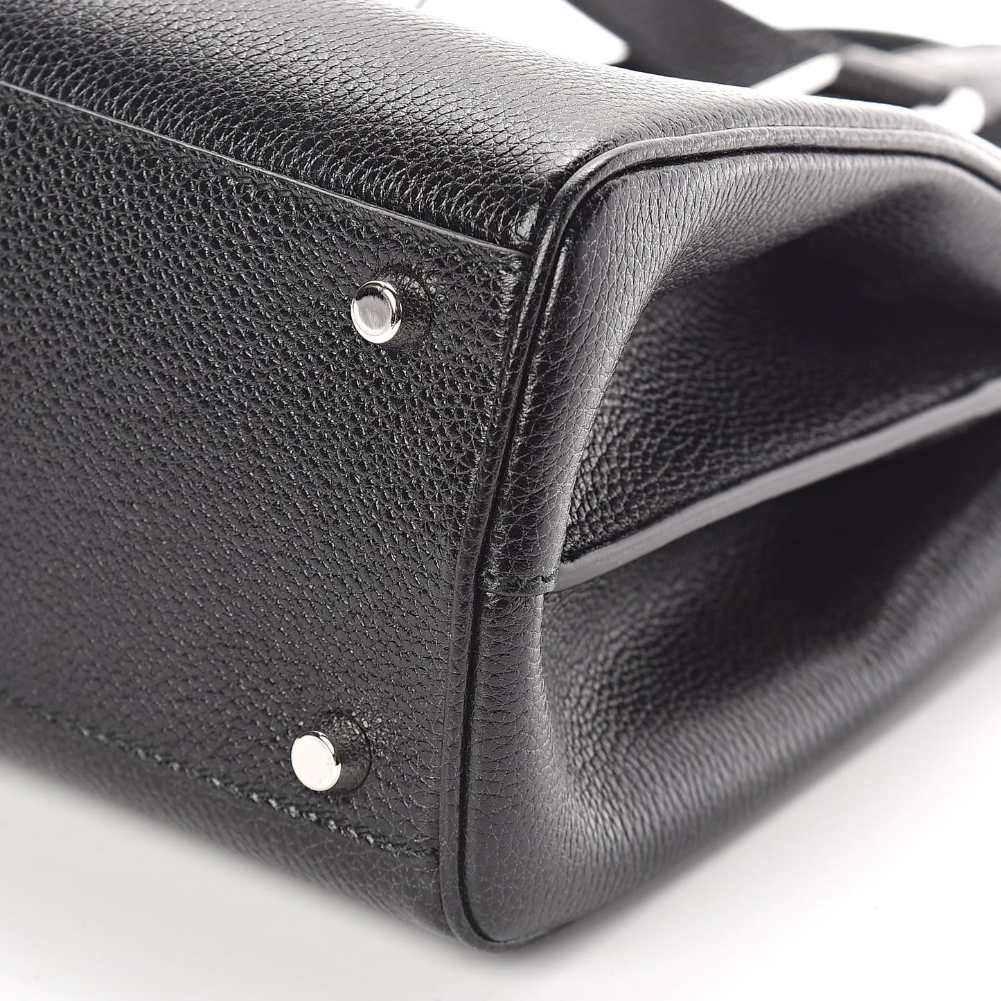 Grainy Calfskin Small Zumi Top Handle Bag Black