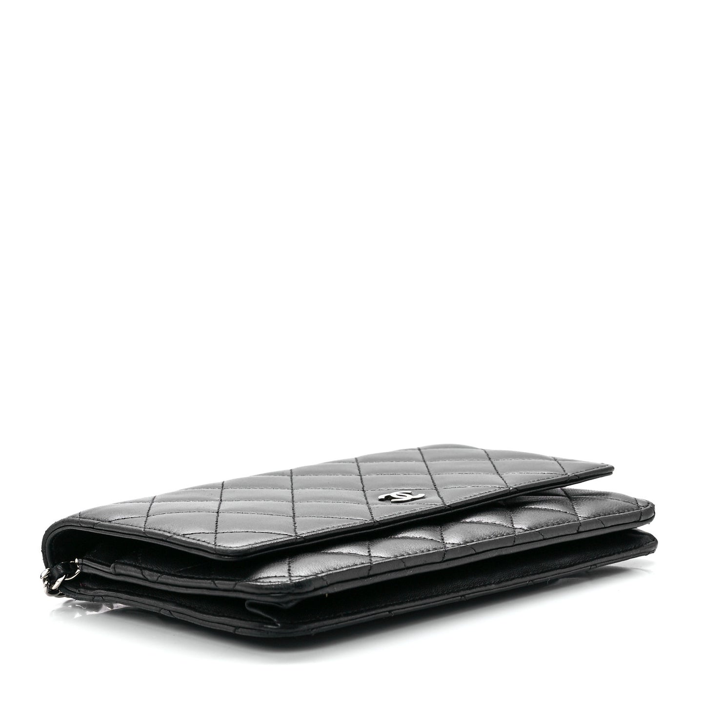 Lambskin Quilted Wallet On Chain WOC Black