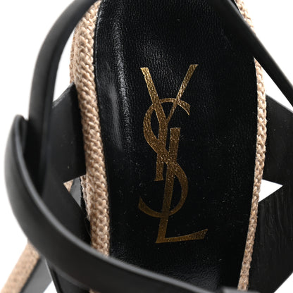 Saint Laurent Calfskin Canvas Tribute 105 Platform Sandals 39 Black 9 of 9