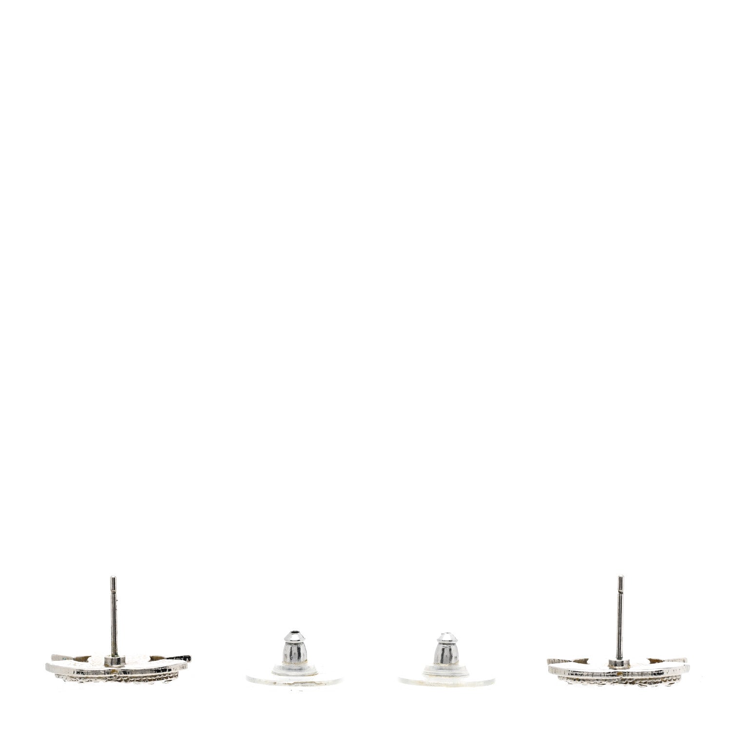 Chanel Crystal Mini Timeless CC Earrings Silver 3 of 5