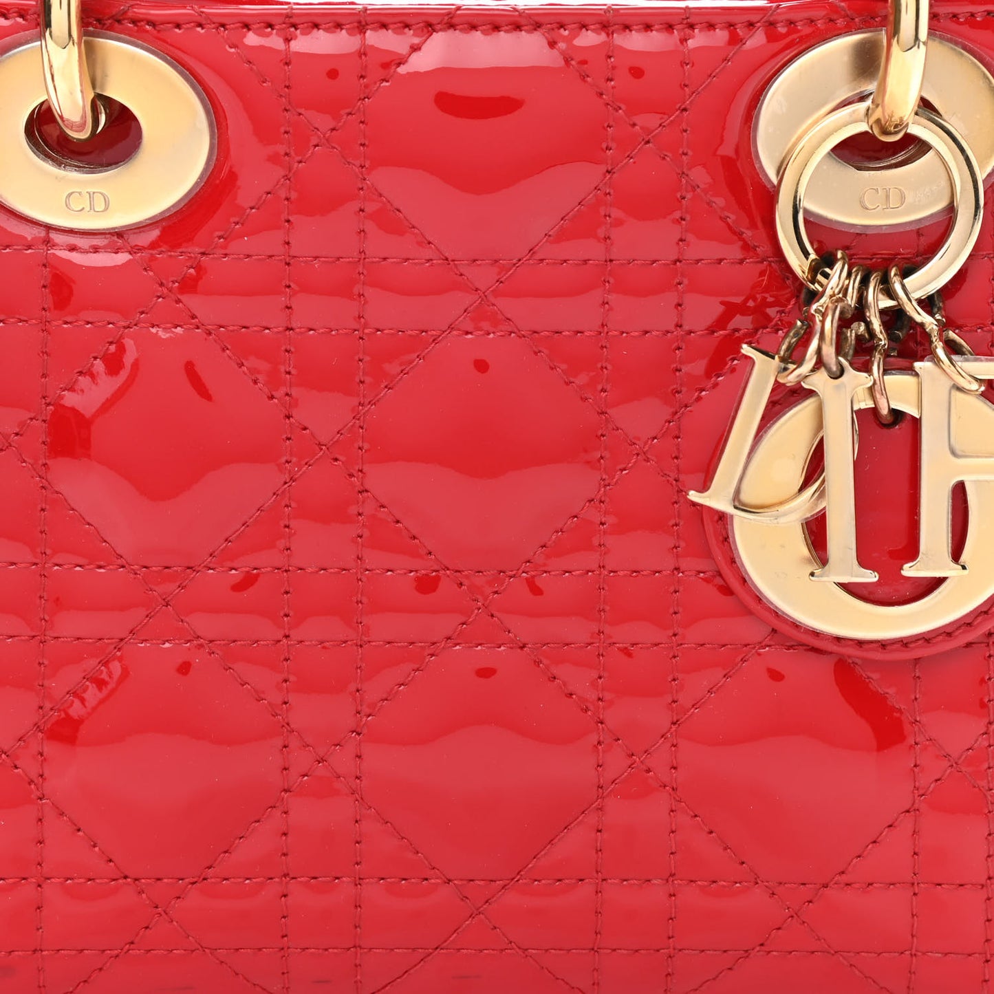 Patent Cannage Mini Lady Dior Red