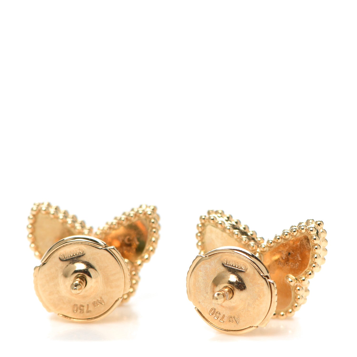 Van Cleef & Arpels 18K Yellow Gold Mother of Pearl Sweet Alhambra Butterfly Earrings 3 of 7