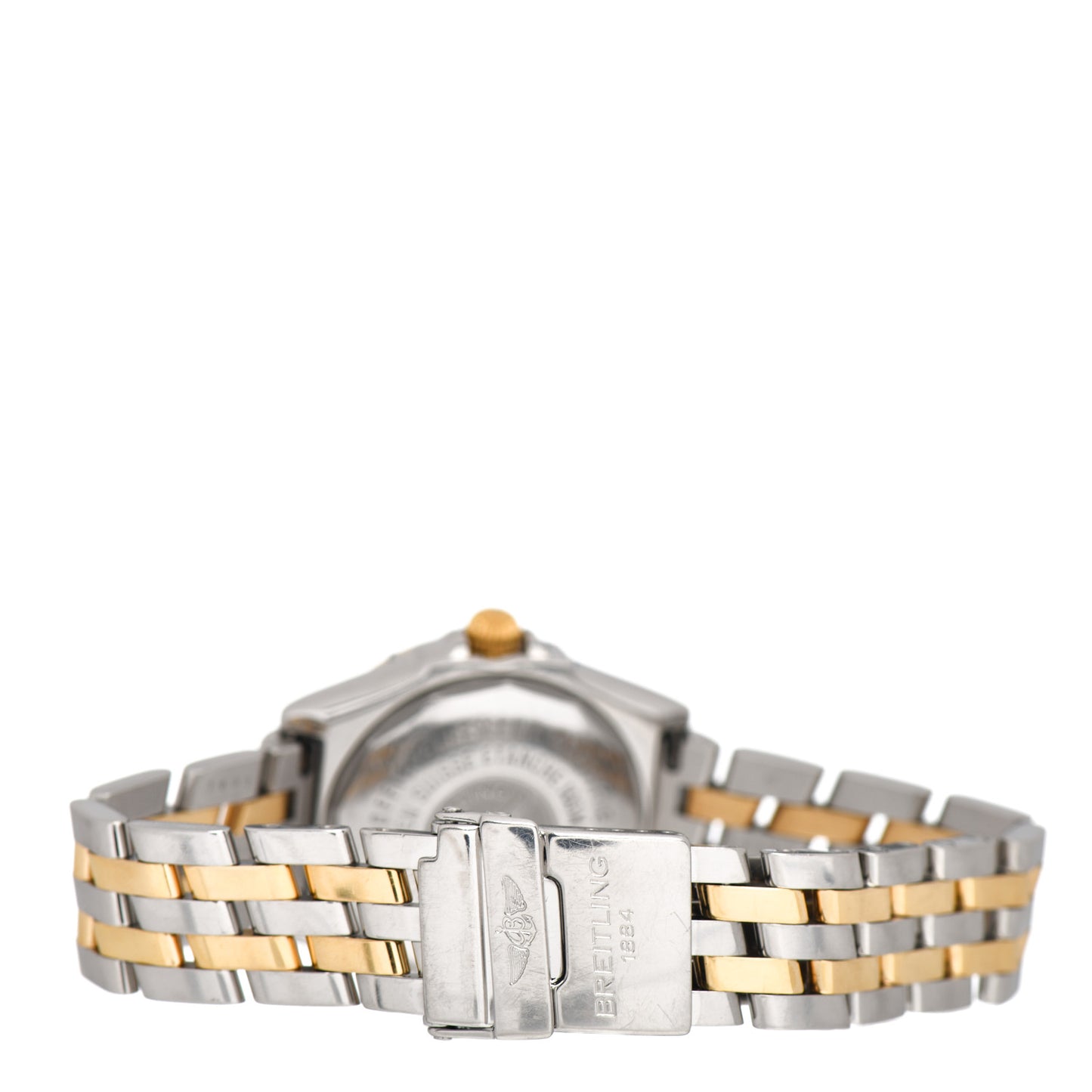 Stainless Steel 18K Yellow Gold Diamond Mother of Pearl 30mm Wings Lady Quartz Watch S67350