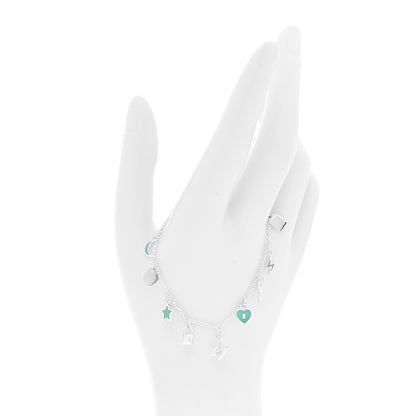 Tiffany Sterling Silver Enamel Love Notes Charm Bracelet Blue 2 of 6