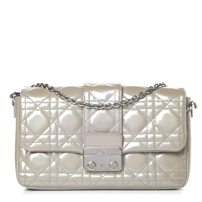 Christian Dior Patent Cannage New Lock Pouch Grey 1 of 9