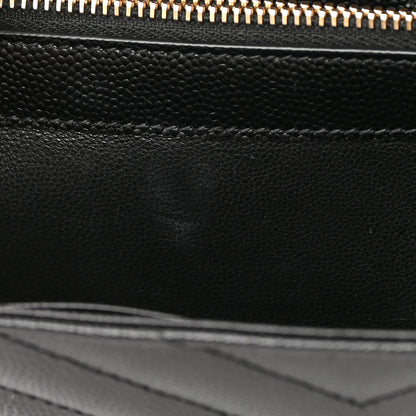 Saint Laurent Grain De Poudre Matelasse Chevron Monogram Chain Wallet Black 12 of 15