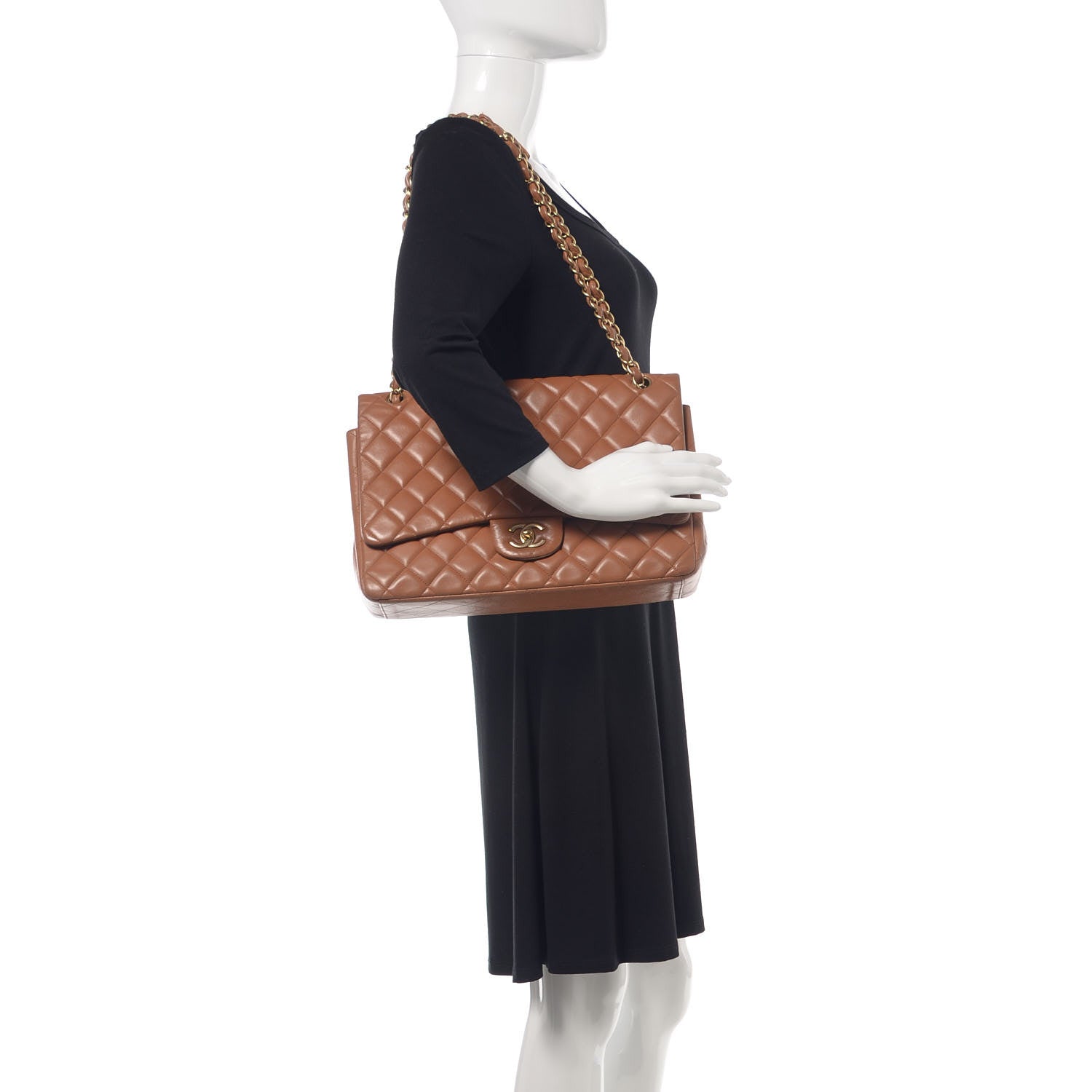 Chanel Lambskin Quilted Maxi Single Flap Dark Beige 2 of 17