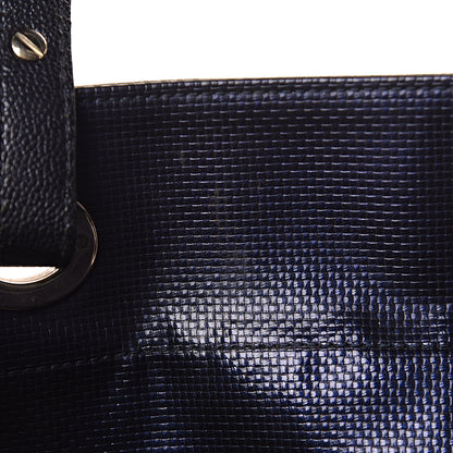Chanel Metallic Coated Canvas Quilted Small Paris Biarritz Tote Blue 8 of 14