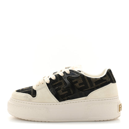Fendi Suede Vitello Fendi Logo Match Low Top Sneakers 36 Cream Tobacco Black 1 of 10