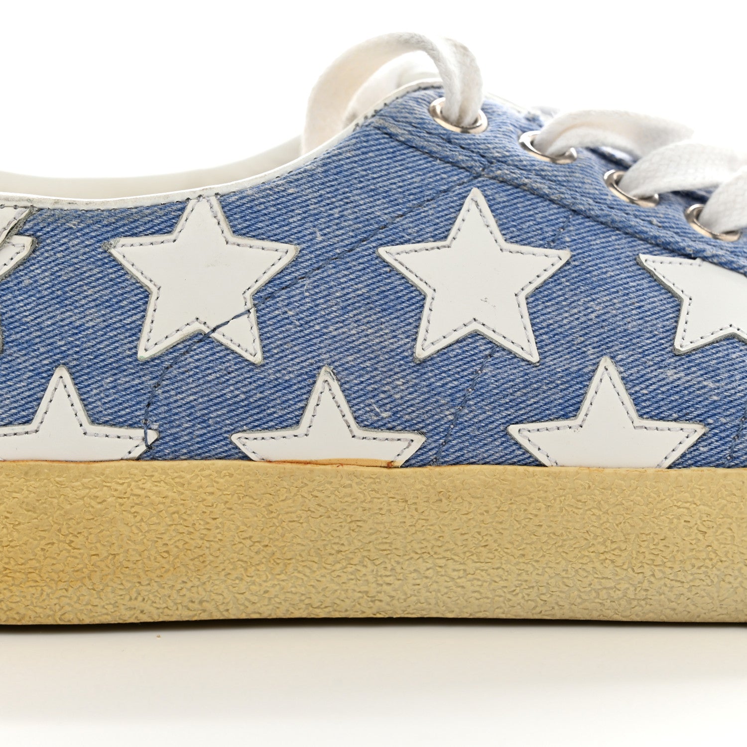 Saint Laurent Denim Calfskin Star Court Sneakers 37 Blue 14 of 16