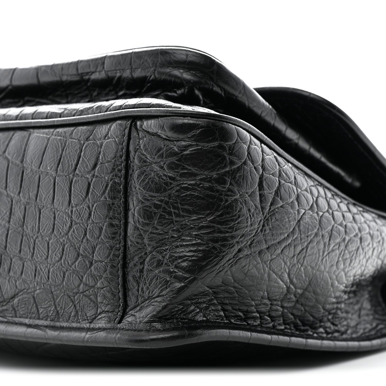 Saint Laurent Crocodile Embossed Lambskin Monogram Medium Niki Chain Satchel Black 10 of 10