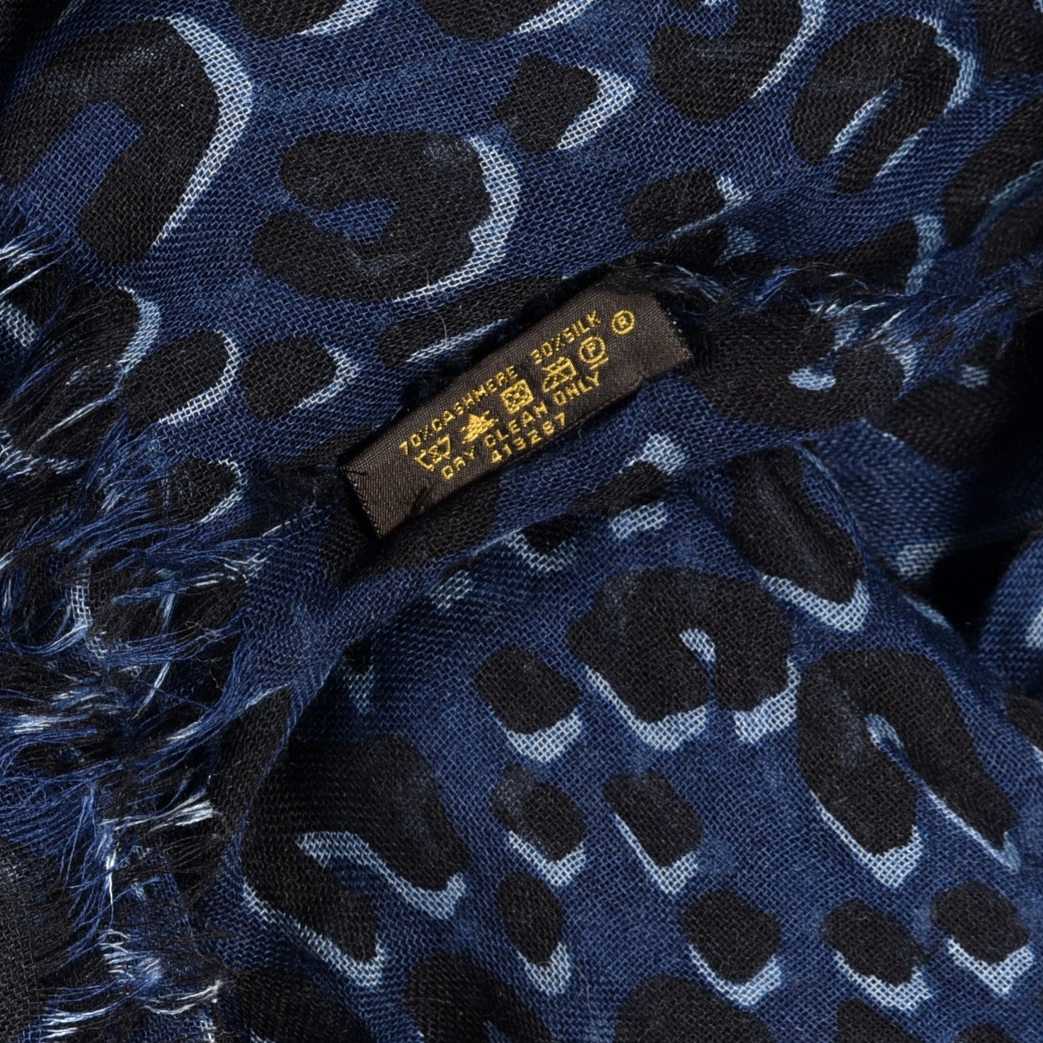 Louis Vuitton Cashmere Silk Leopard Etole Stole Blue 3 of 3