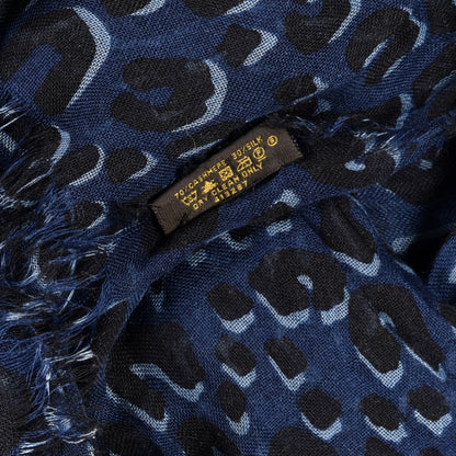 Louis Vuitton Cashmere Silk Leopard Etole Stole Blue 3 of 3