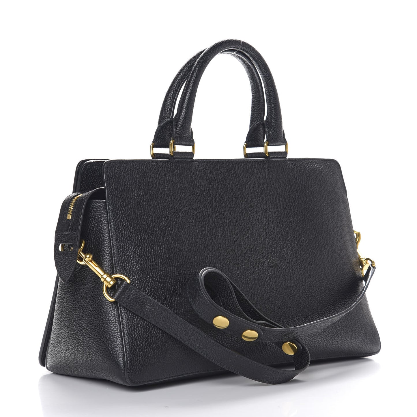 Small Classic Grain Stud Tote Black