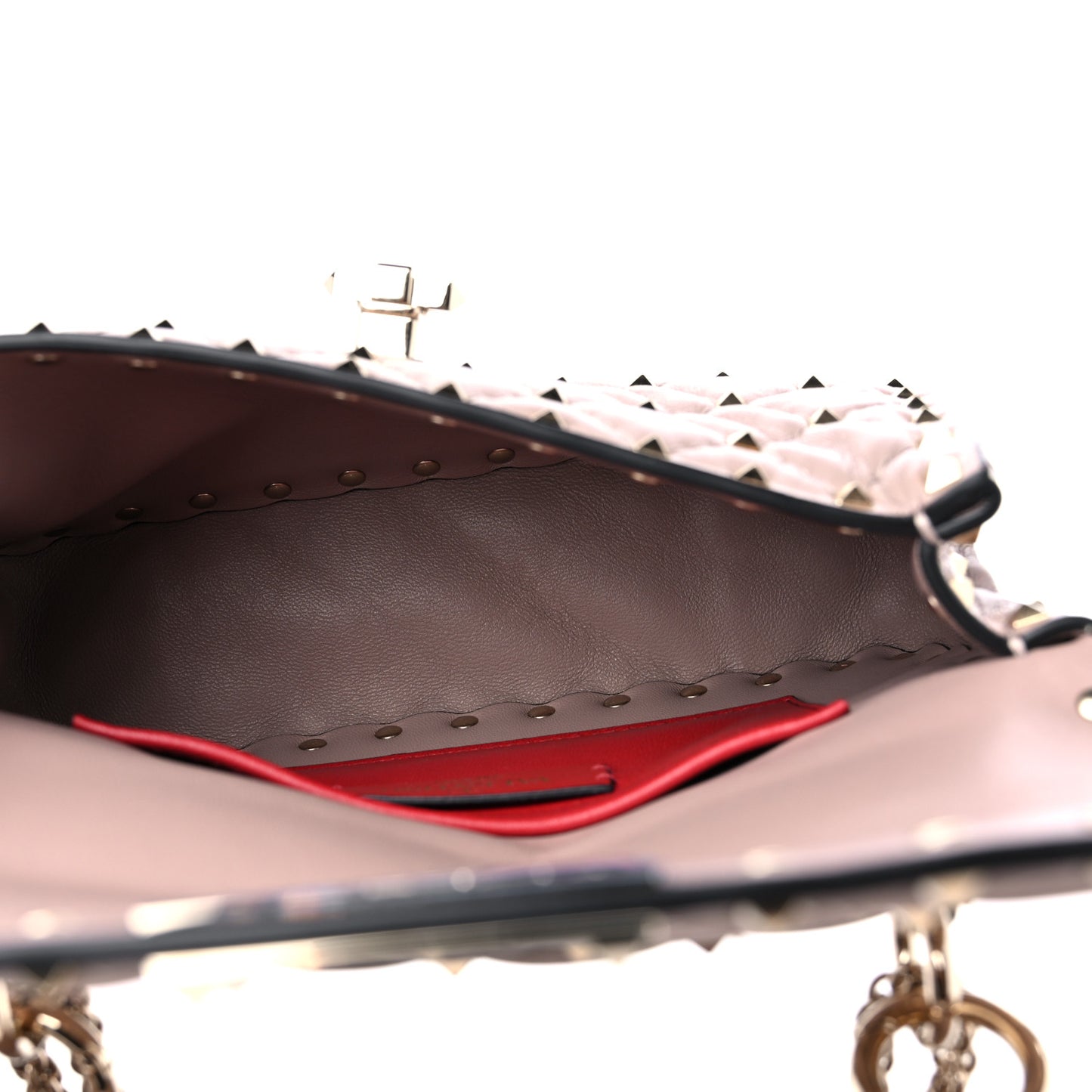 Nappa Small Rockstud Spike Shoulder Bag Poudre
