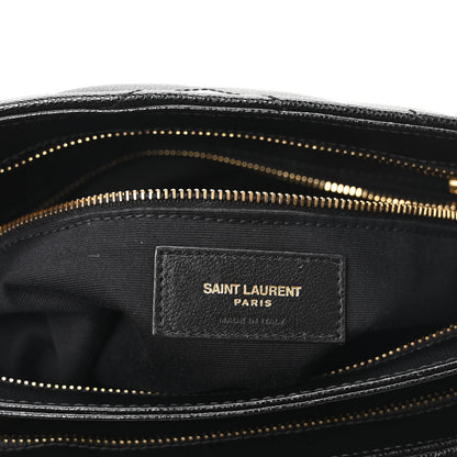 Saint Laurent Grain de Poudre Matelasse Chevron Medium Tribeca Shopping Bag Black 6 of 10