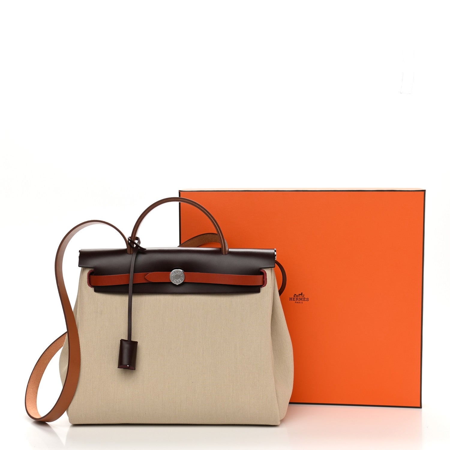 Hermes Military Toile Vache Hunter Herbag Zip Retourne 31 PM Beton Fauve Rouge Sellier Cuivre 12 of 12