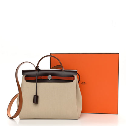 Hermes Military Toile Vache Hunter Herbag Zip Retourne 31 PM Beton Fauve Rouge Sellier Cuivre 12 of 12