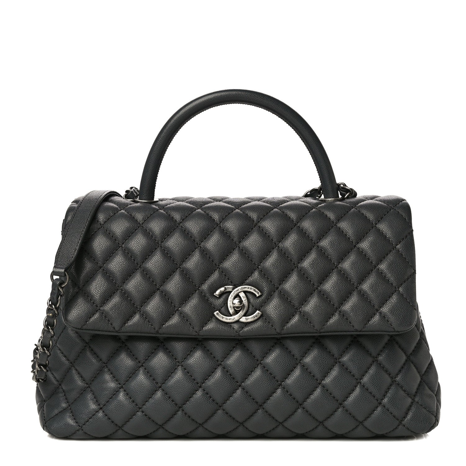 Chanel Caviar Quilted Medium Coco Handle Flap Dark Grey 1 of 10