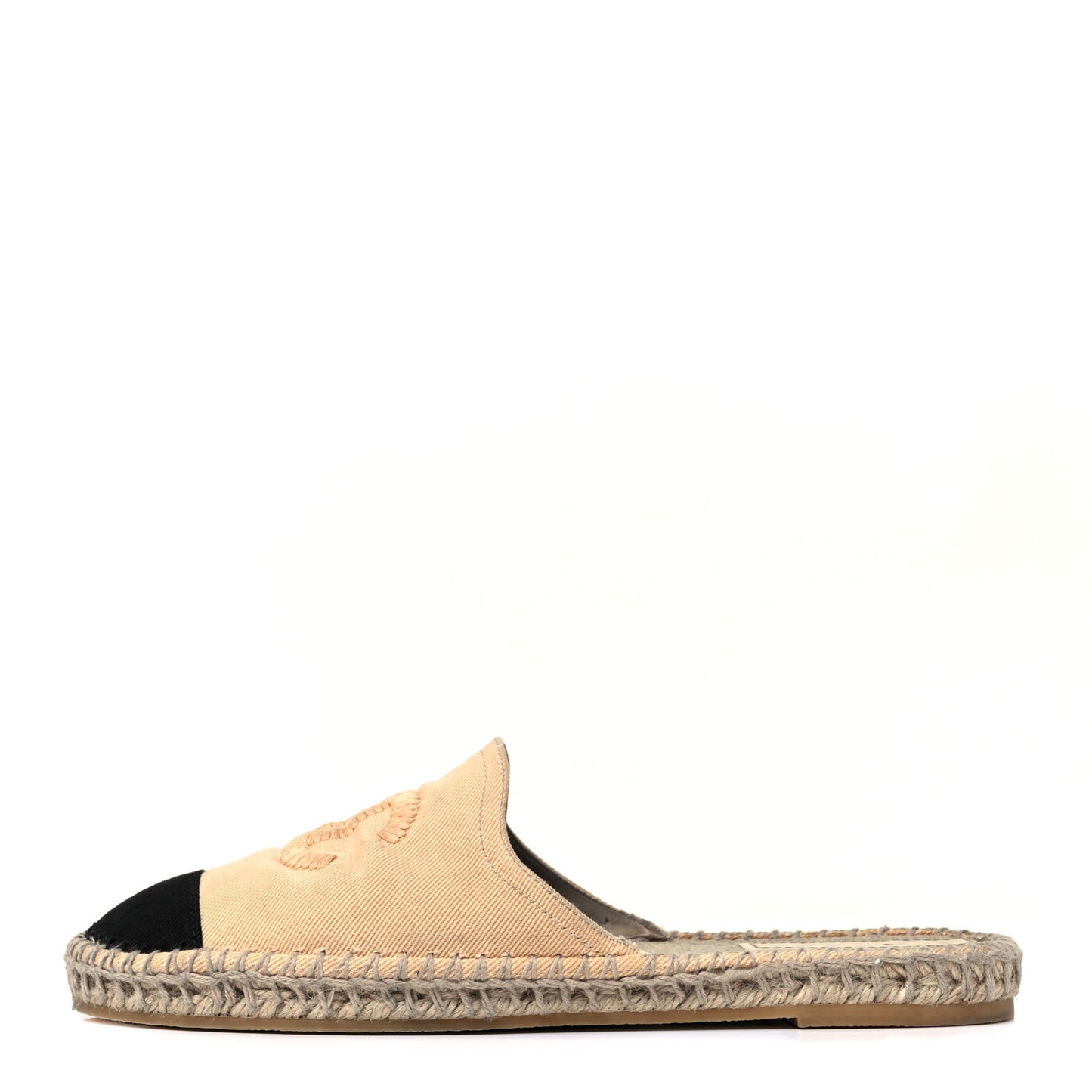 Denim CC Espadrille Mules 41 Beige Black