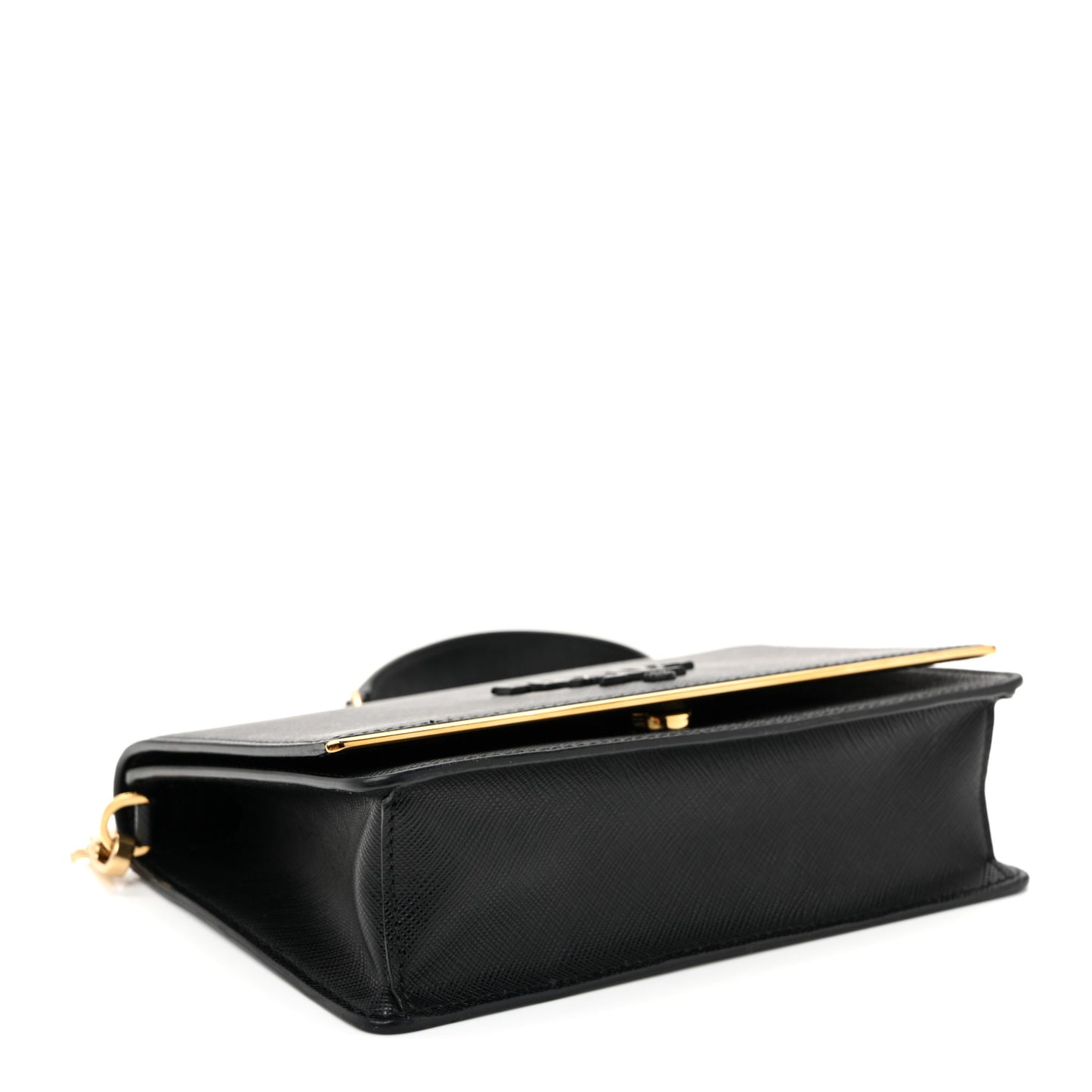 Saffiano Lux Monochrome Chain Wallet Black