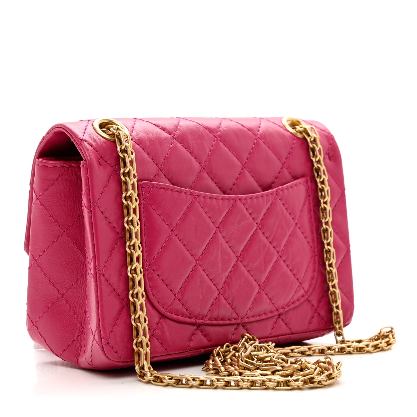 Aged Calfskin Quilted 2.55 Reissue Mini Flap Fuchsia