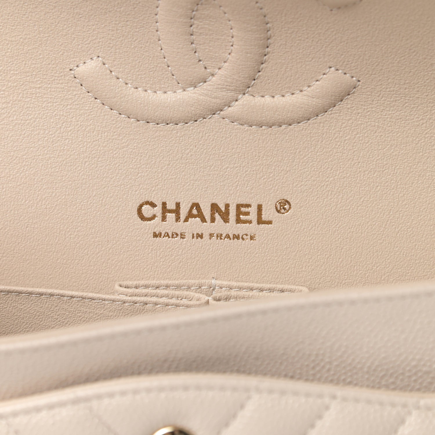 Chanel Caviar Chevron Quilted Medium Double Flap Beige 6 of 11